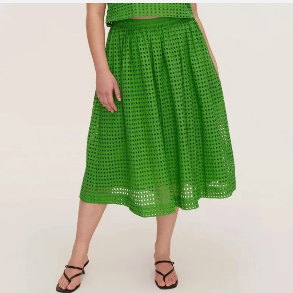 NWT Women's Eyelet Volume Midi Skirt - kate spade new york x Target Green XL